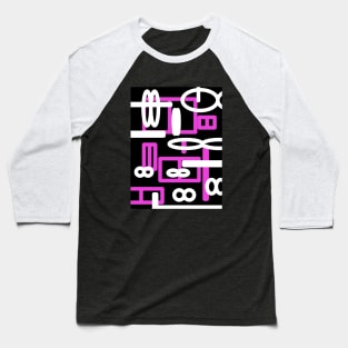 Pink  and black geometric abstract art desig Baseball T-Shirt